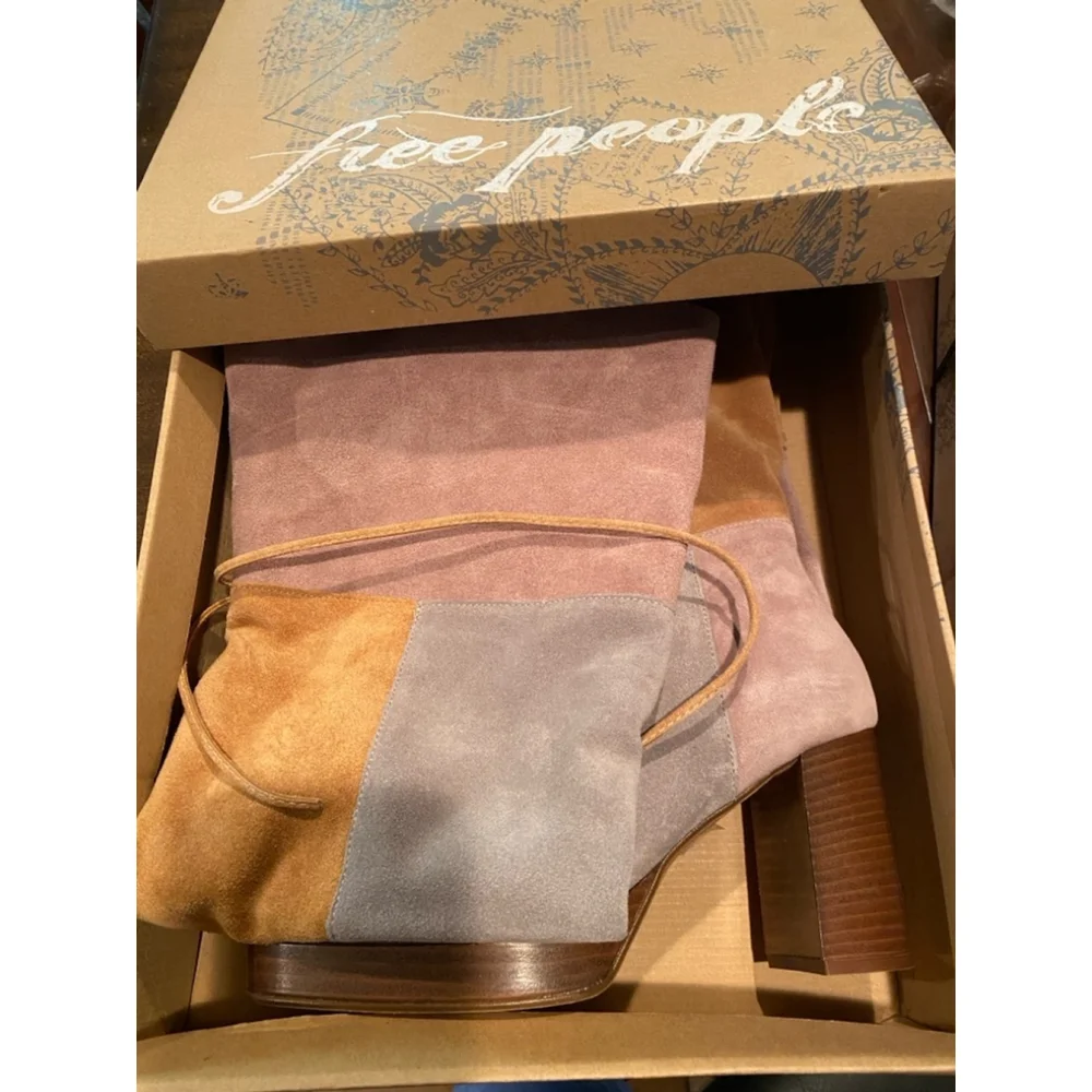 Free People Echo Platform Colorblock Boots, Size 8.5 or EU39